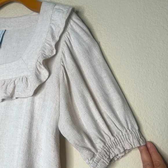 Rachel Pally Linen Dorothy Top Short Sleeve Ruffled Square Neck Top Size Small - Picture 6 of 11